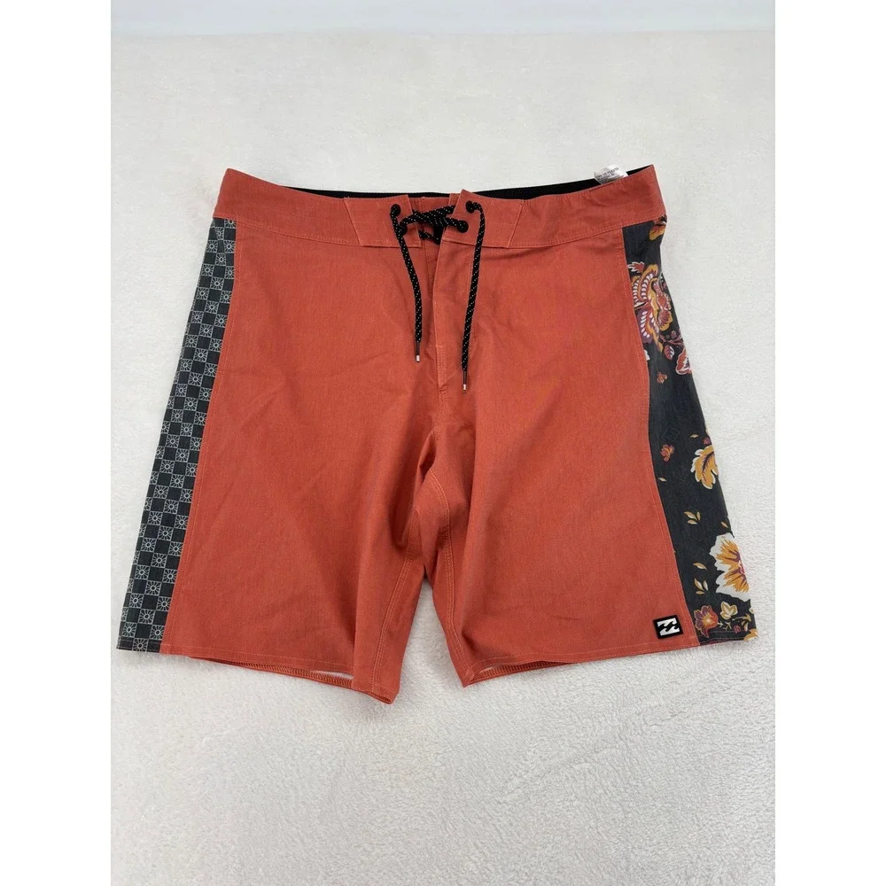 Billabong Recycler Dbah Pro Board Shorts Mens 34 Clay Orange Floral Checkered